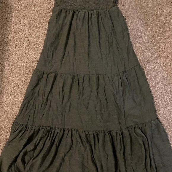 Elegant Green Strapless Maxi Dress S - Picture 2 of 5